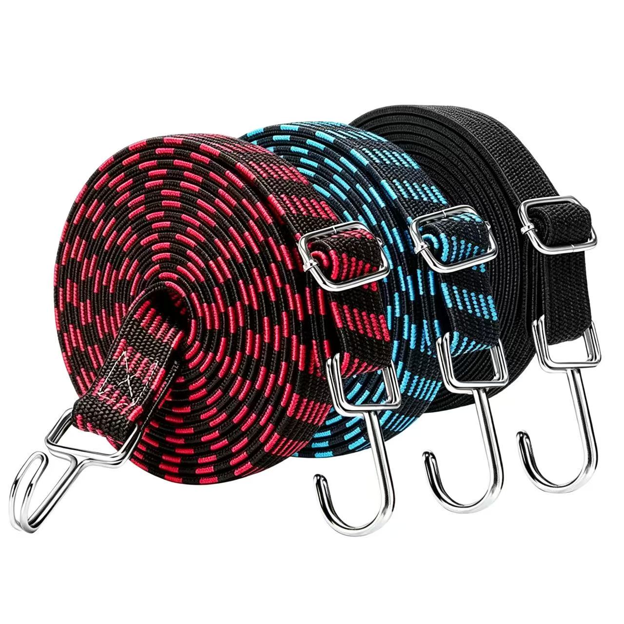 Jump Rope - 1～2メートルの長さで調整可能なゴム製ロープベルト、頑丈な伸縮性素材を使用した長めのバンジージャンプ用ベルト、防錆加工を施した金属製バックル付きの荷物用ロープ。