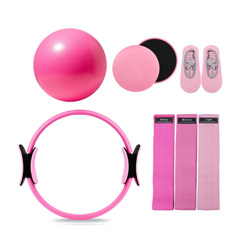 Resistance Band - YTYIN ピラティス用アクセサリーキットセット。カスタマイズ可能なミニボール、ピラティスリング、ファブリック製のレジスタンスバンド、コアスライダー。エクササイズ、ヨガ、ワークアウトに最適。
