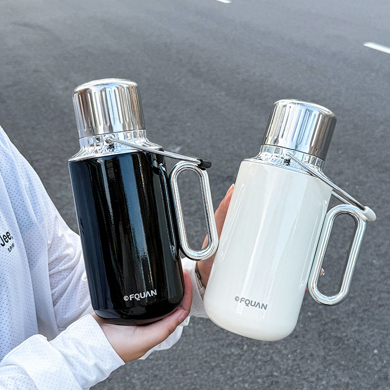 Sports Water Bottle Insulated - 1個入りステンレス製保温保冷水筒、1000ML大容量携帯用魔法瓶、スポーツ用ポータブル真空カップ