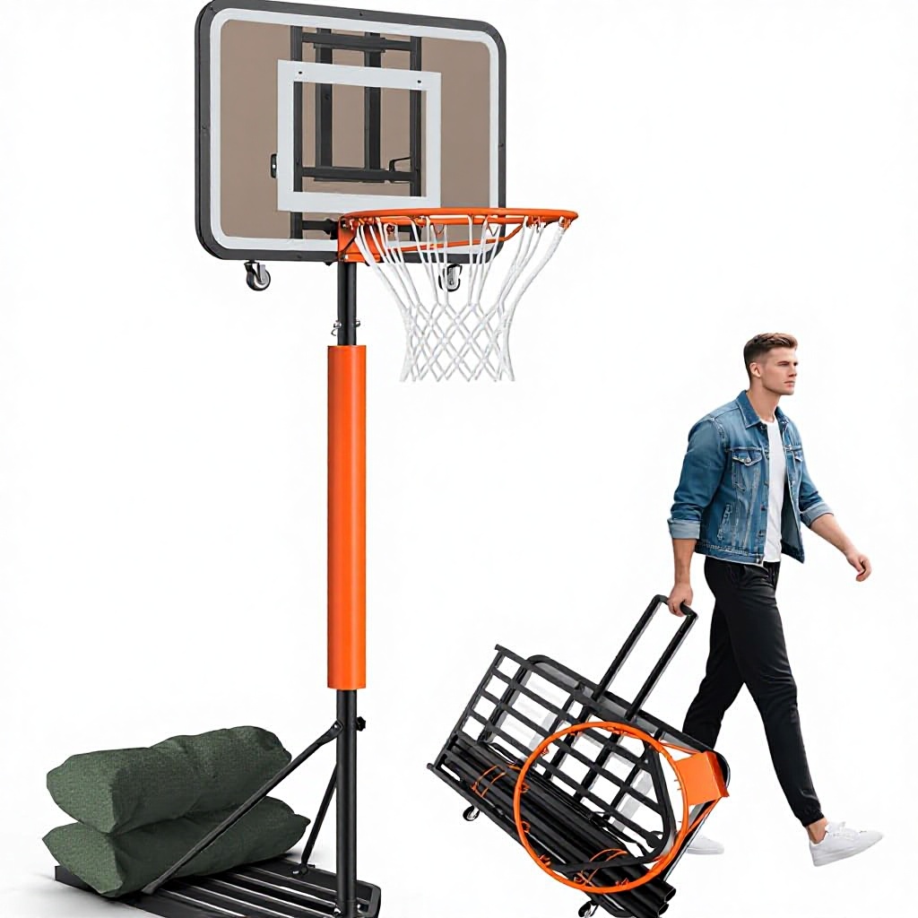 Basketball Hoop - 高さ調節可能なポータブルバスケットボールゴールシステム。高さ7.1～8.9フィート、33インチの耐衝撃PC製バックボード。子供、若者、大人向けの豊富なカラーバリエーション。