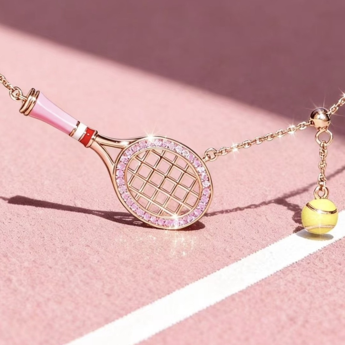 Badminton Racket - 幸運を呼ぶブレスレット、手首に巻くタイプ、ヨーロッパ・アメリカ風のスポーティーなデザイン、バドミントンラケットモチーフのネックレス、女性向け、パーソナライズされた、上品で軽やかなデザイン。