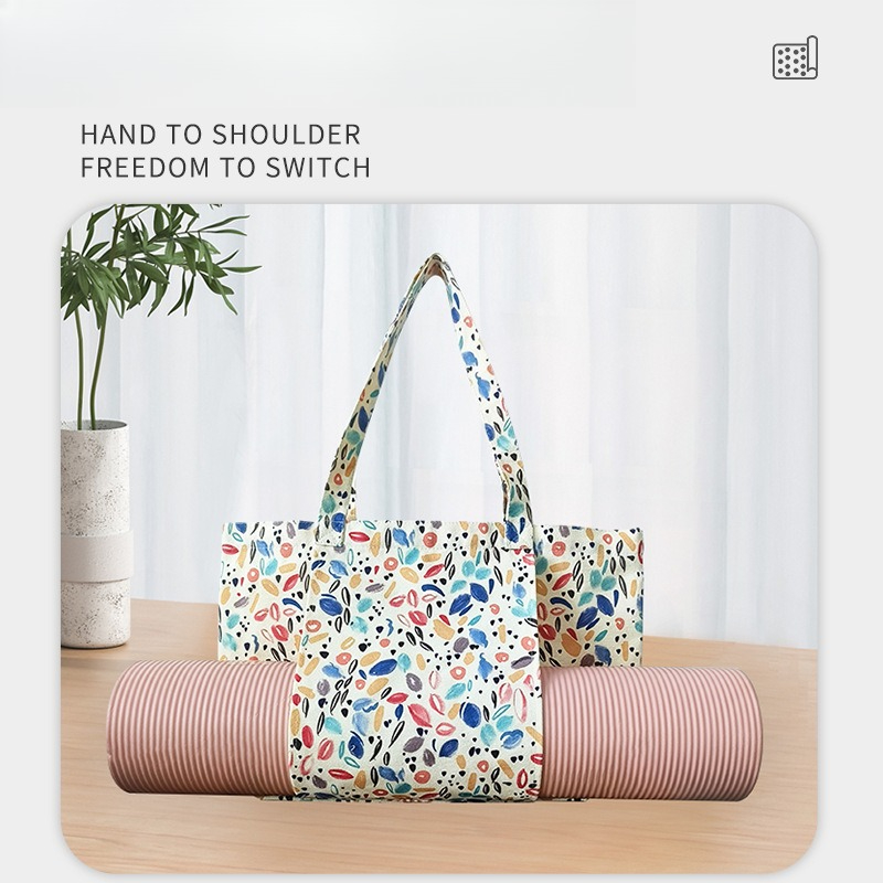 花柄プリントのキャンバス製ヨガマットトートバッグ。ピラティス - Yoga Mat のレビューと価格