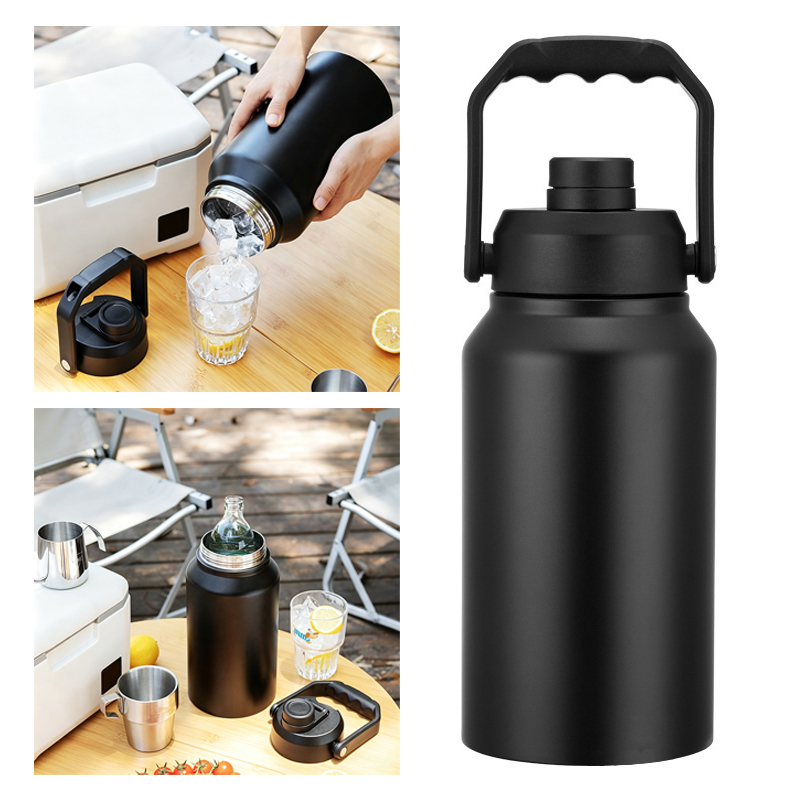 断熱ウォーターボトル、蓋とハンドル付き、広口、316ステンレ - Sports Water Bottle Insulated のレビューと価格