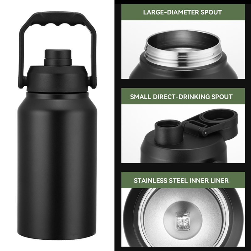 断熱ウォーターボトル、蓋とハンドル付き、広口、316ステンレ - Sports Water Bottle Insulated のレビューと価格