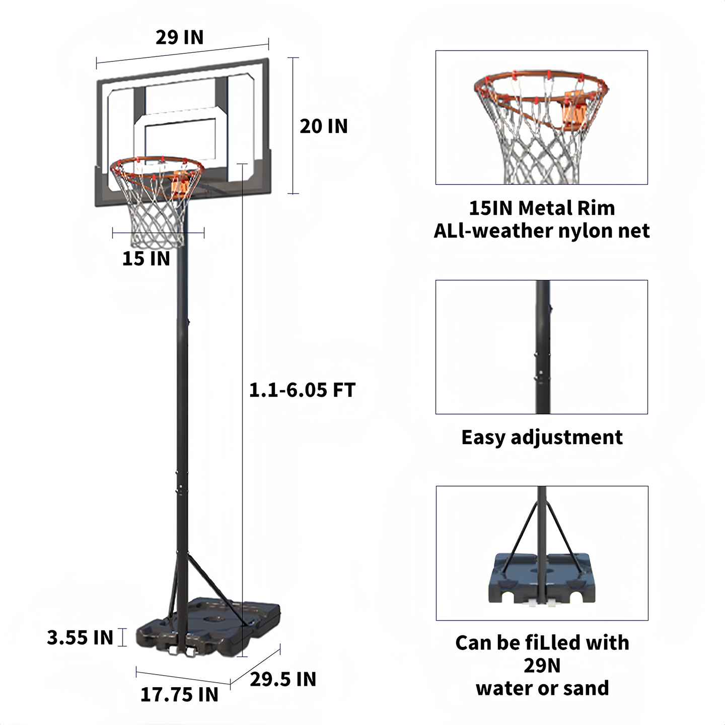 卸売用バスケットボールゴール、持ち運び可能なバスケットボール - Basketball Hoop のレビューと価格
